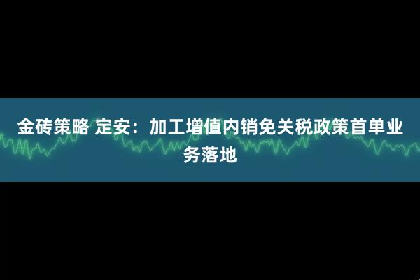 金砖策略 定安：加工增值内销免关税政策首单业务落地