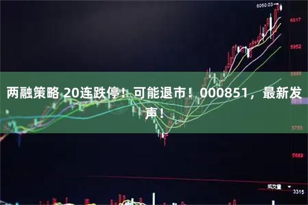 两融策略 20连跌停！可能退市！000851，最新发声！