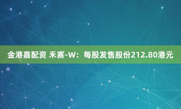 金港嘉配资 禾赛-W：每股发售股份212.80港元